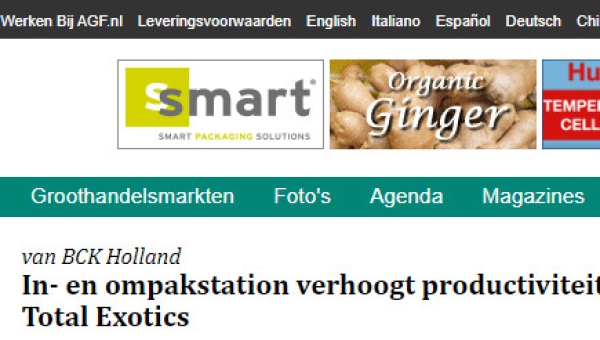 BCK Holland in an article from AGF.nl - October 25, 2016