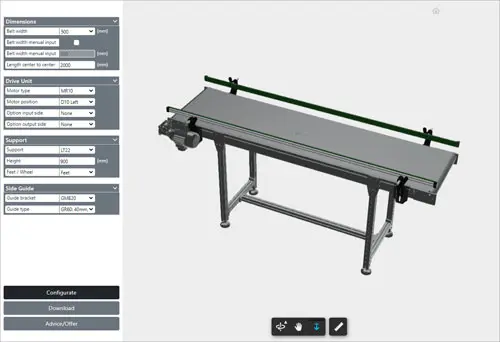 Configurator transportsystemen BCK Holland