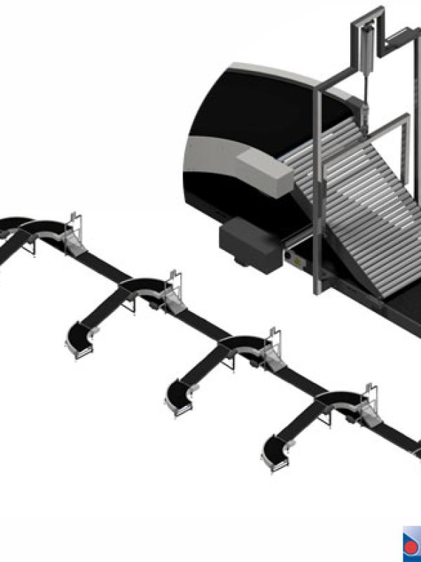 Bag transport to palletising robot
