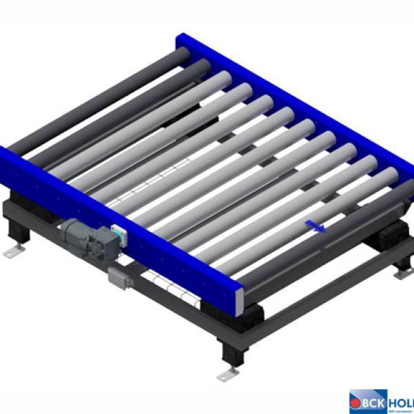 Pallet roller conveyor with an integrated weighing unit.