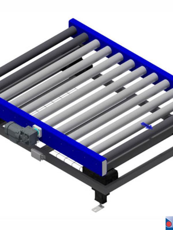Pallet roller conveyor with an integrated weighing unit.