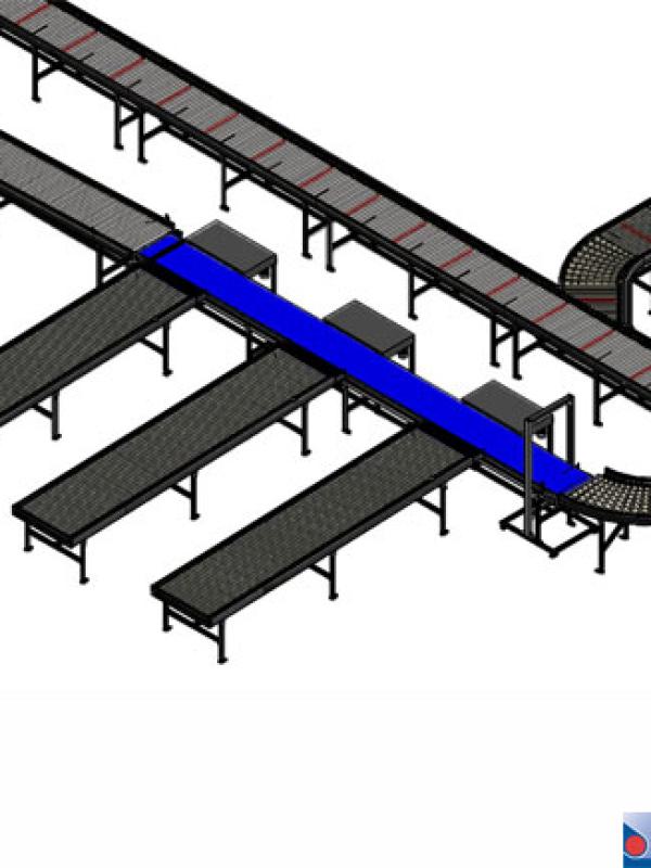 26. Product sorting with rollertop mattop conveyor