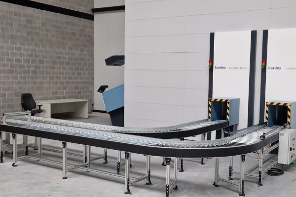 Roller conveyors at a Kardex storage system.